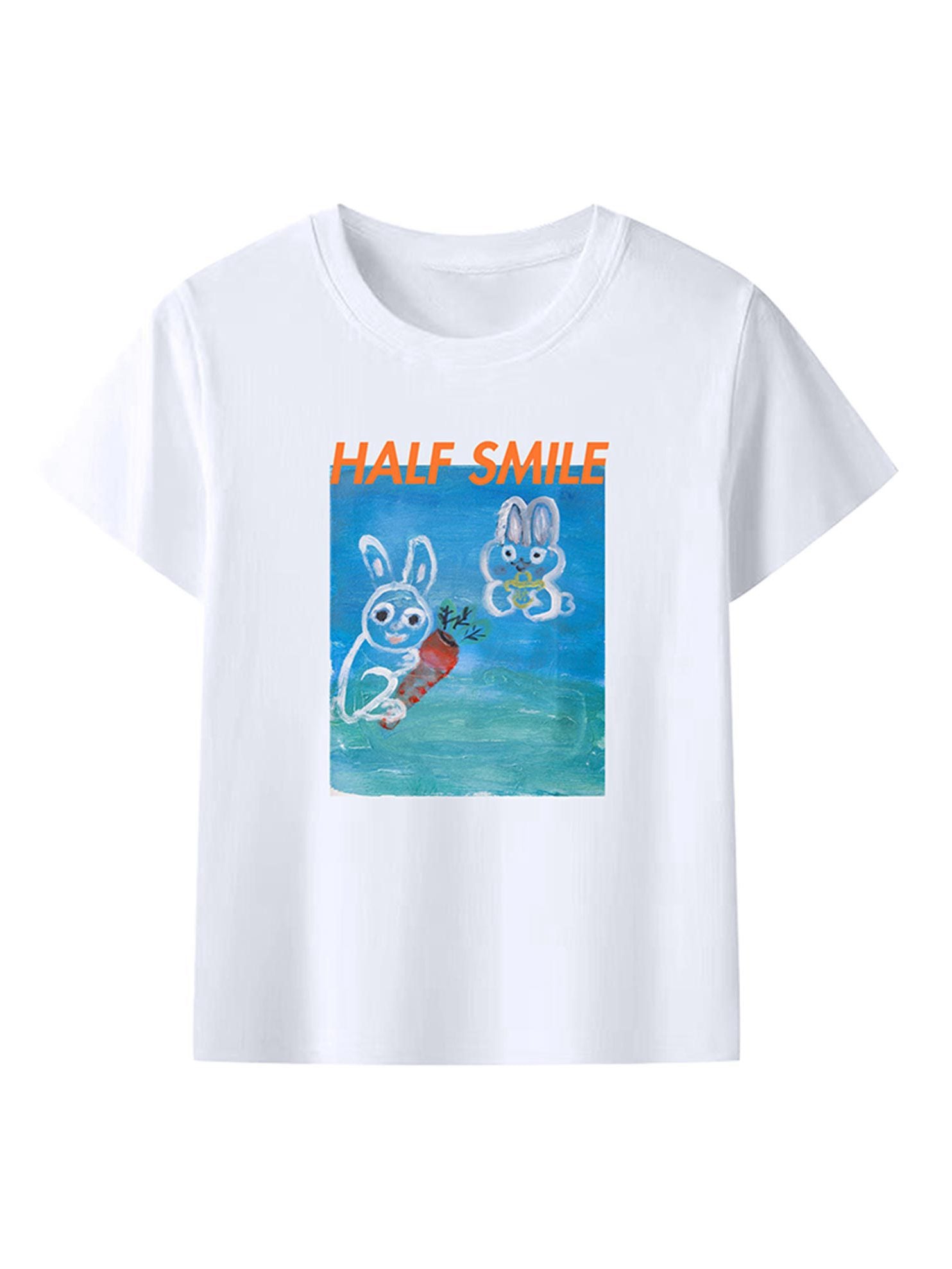 Bunny Print Unisex White T-Shirt